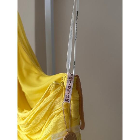 NEW NWT Maria Lucia Hohan Silk Crepon Gown Yellow size 10 - Picture 7 of 12